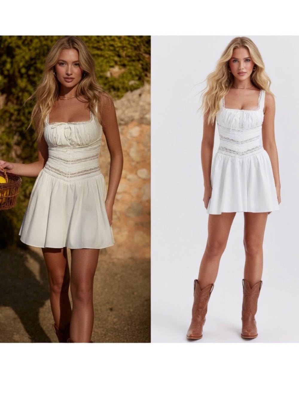 HOUSE OF CB 'Tiffani' White Lace Trim Mini Dress /sz Small US 4-6 $230